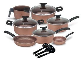 Jogo de Panelas Teflon Atenas 10 Pçs Antiaderente Tampa de Vidro