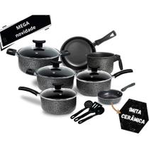 Jogo de Panelas Teflon Atenas 10 Pçs Antiaderente Tampa de Vidro Jogo de Panelas Teflon Atenas 10 Pçs Antiaderente Tampa de Vidro