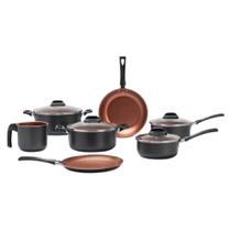 Jogo de Panelas Topázio Antiaderente Pro-Flon 7 Peças Cinza Range Brinox - 7233/103