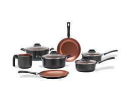 Jogo de Panelas Topázio em Alumínio Antiaderente Cinza Range com 7 Peças - Brinox Jogo de Panelas Topázio em Alumínio Antiaderente Cinza Range com 7 Peças - Brinox