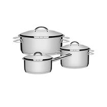 Jogo de Panelas Tramontina 3 Pçs Aço Inox Fundo Triplo Solar Jogo de Panelas Tramontina 3 Pçs Aço Inox Fundo Triplo Solar