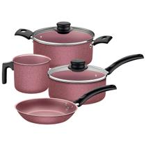 Jogo de panelas tramontina 4 pcs turim rosa aluminio com revestimento antiaderente