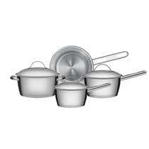 Jogo de Panelas Tramontina 4 Peças Allegra em Aço Inox com Fundo Triplo e Tampas de Inox Jogo de Panelas Tramontina 4 Peças Allegra em Aço Inox com Fundo Triplo e Tampas de Inox