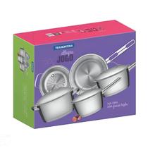 Jogo de panelas tramontina 65650280 allegra em aço inox com fundo triplo e tampas de inox 5 peças