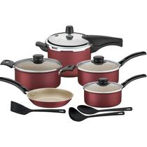 Jogo de panelas tramontina 8 peças com panela de pressão vancouver 4,5 litros Jogo de panelas tramontina 8 peças com panela de pressão vancouver 4,5 litros