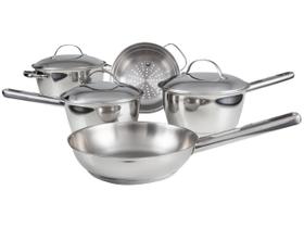 Jogo de Panelas Tramontina Aço Inox Allegra 5 Peças Fundo Triplo Jogo de Panelas Tramontina Aço Inox Allegra 5 Peças Fundo Triplo