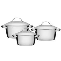 Jogo de Panelas Tramontina Allegra Aço Inox com Fundo Triplo 1,5L 2,2L e 3,1L