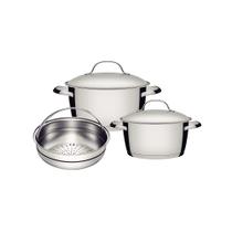 Jogo de Panelas Tramontina Allegra em Aço Inox com Fundo Triplo 3 Peças