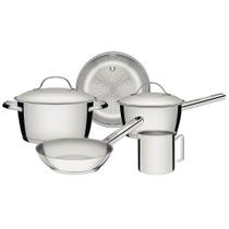 Jogo de Panelas Tramontina Allegra em Aço Inox com Fundo Triplo 5 Peças 65660280 Jogo de Panelas Tramontina Allegra em Aço Inox com Fundo Triplo 5 Peças 65660280