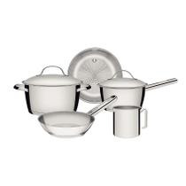 Jogo de Panelas Tramontina Allegra em Aço Inox com Fundo Triplo 5 Peças Jogo de Panelas Tramontina Allegra em Aço Inox com Fundo Triplo 5 Peças