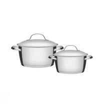 Jogo de Panelas Tramontina Allegra em Aço Inox com Fundo Triplo e Tampas de Inox 2 Peças