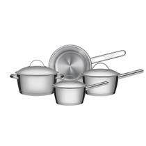 Jogo De Panelas Tramontina Allegra Em Aço Inox Com Fundo Triplo E Tampas De Inox 4 Peças Tramontina