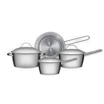 Jogo de Panelas Tramontina Allegra em Aço Inox com Fundo Triplo e Tampas de Inox 4 Peças Jogo de Panelas Tramontina Allegra em Aço Inox com Fundo Triplo e Tampas de Inox 4 Peças