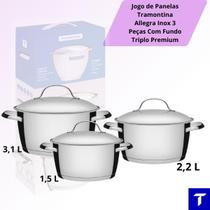 Jogo de Panelas Tramontina Allegra Inox 3 Peças Com Fundo Triplo Premium