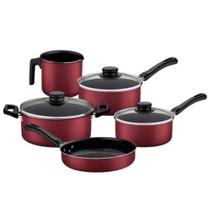 Jogo de Panelas Tramontina Antiaderente Aluminio Caribe Vermelho Kit 5 Peças