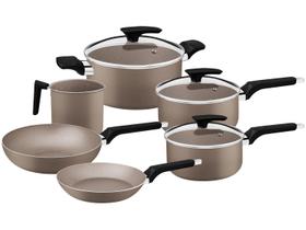 Jogo de Panelas Tramontina Antiaderente de Alumínio Amêndoa Milazzo