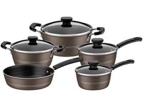 Jogo de Panelas Tramontina Antiaderente - de Alumínio Avelã 5 Peças Sicília
