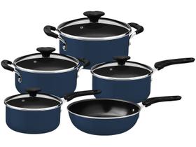 Jogo de Panelas Tramontina Antiaderente de Alumínio Azul Mediterrâneo 5 peças Tunis Jogo de Panelas Tramontina Antiaderente de Alumínio Azul Mediterrâneo 5 peças Tunis