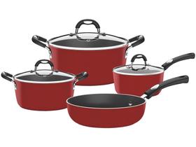 Jogo de Panelas Tramontina Antiaderente - de Alumínio Vermelha 4 Peças Induction Mônaco Jogo de Panelas Tramontina Antiaderente - de Alumínio Vermelha 4 Peças Induction Mônaco