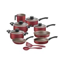 Jogo de Panelas Tramontina Antiaderente Paris 10 Pç Vermelho