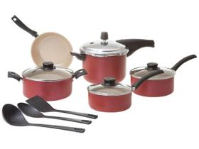 Jogo De Panelas Tramontina Antiaderente Vermelho 8 Peças Jogo De Panelas Tramontina Antiaderente Vermelho 8 Peças