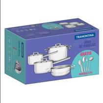 Jogo de Panelas Tramontina Brava Inox Fundo Triplo 4 Peças com Kit de Utensílios 4 Peças