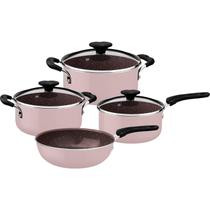 Jogo De Panelas Tramontina Cerâmico Tunis 4 Pç Rosa Trufado Jogo De Panelas Tramontina Cerâmico Tunis 4 Pç Rosa Trufado