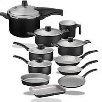 Jogo de panelas tramontina com panela de pressao antiaderente 11 peças Jogo de panelas tramontina com panela de pressao antiaderente 11 peças
