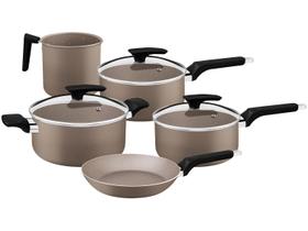 Jogo de Panelas Tramontina de Alumínio Amêndoa 5 Peças Milazzo Jogo de Panelas Tramontina de Alumínio Amêndoa 5 Peças Milazzo