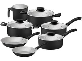 Jogo de Panelas Tramontina de Alumínio Preta 7 Peças Linz Jogo de Panelas Tramontina de Alumínio Preta 7 Peças Linz