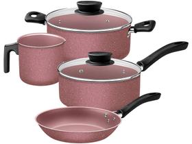Jogo de Panelas Tramontina de Alumínio Rosa 4 Peças Linz Jogo de Panelas Tramontina de Alumínio Rosa 4 Peças Linz