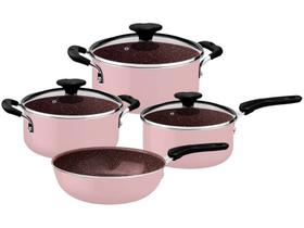 Jogo de Panelas Tramontina de Alumínio Rosa Trufado 4 Peças Tunis Jogo de Panelas Tramontina de Alumínio Rosa Trufado 4 Peças Tunis