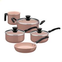 Jogo de Panelas Tramontina Évora em Alumínio Revestimento Interno Cerâmico Capuccino 05 Pçs 28699301 Jogo de Panelas Tramontina Évora em Alumínio Revestimento Interno Cerâmico Capuccino 05 Pçs 28699301