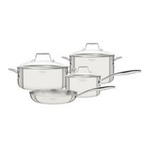 Jogo de Panelas Tramontina Grano 4 Peças em Aço Inox Corpo Triplo e Tampa de Vidro