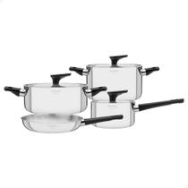 Jogo de Panelas Tramontina Grano Baquelite em Aço Inox com Corpo Triplo 4 Peças 65160/000