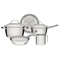 Jogo de Panelas Tramontina Indução Allegra em Aço Inox com Fundo Triplo 5 Peças Jogo de Panelas Tramontina Indução Allegra em Aço Inox com Fundo Triplo 5 Peças