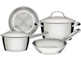 Jogo de Panelas Tramontina Inox Fundo Triplo 4 Peças Allegra Jogo de Panelas Tramontina Inox Fundo Triplo 4 Peças Allegra