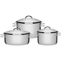 Jogo de Panelas Tramontina Inox Fundo Triplo Solar 3 Peças Jogo de Panelas Tramontina Inox Fundo Triplo Solar 3 Peças