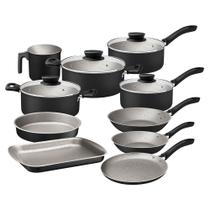 Jogo de Panelas Tramontina Linz 10Pçs em Alumínio AA Preto Jogo de Panelas Tramontina Linz 10Pçs em Alumínio AA Preto