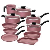 Jogo De Panelas Tramontina Linz 10pcs Rosa 28299407