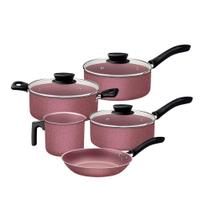 Jogo De Panelas Tramontina Linz Alumínio Rosa 5 Peças Jogo De Panelas Tramontina Linz Alumínio Rosa 5 Peças