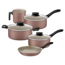 Jogo de Panelas Tramontina Linz em Alumínio Antiaderente Starflon Max Mocaccino 5 Peças