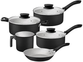 Jogo de Panelas Tramontina Linz em Aluminio com Revestimento Interno e Externo em Antiaderente Starflon Max Preto 05 Peç
