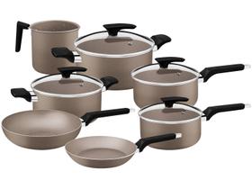 Jogo de Panelas Tramontina Milazzo em Alumínio com Revestimento Interno e Externo em Antiaderente Starflon Max Amêndoa 7