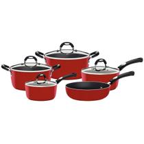 Jogo de Panelas Tramontina Mônaco 5 Peças Antiaderente Starflon Premium Vermelho 20899/750