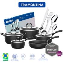 Jogo De Panelas Tramontina Mônaco 5 Peças E Faqueiro Buzios 24 Peças