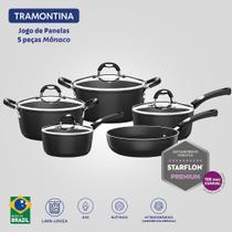 Jogo De Panelas Tramontina Mônaco 5 Peças Starflon Premium Preto Revestimento Interno E Externo Jogo De Panelas Tramontina Mônaco 5 Peças Starflon Premium Preto Revestimento Interno E Externo
