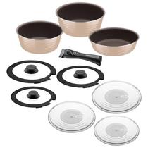 Jogo de Panelas Tramontina Multiuso Itria Alumínio com Revestimento Cerâmico Marfim e Cabo Removível 10 Peças Jogo de Panelas Tramontina Multiuso Itria Alumínio com Revestimento Cerâmico Marfim e Cabo Removível 10 Peças