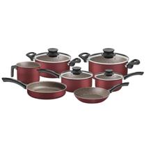 Jogo de Panelas Tramontina Paris em Alumínio com Revestimento Starflon Max Vermelho 7 Peças Jogo de Panelas Tramontina Paris em Alumínio com Revestimento Starflon Max Vermelho 7 Peças