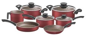 Jogo de Panelas Tramontina Paris Texture Alumínio Revestimento Antiaderente Starflon Vermelho 7 Pçs Jogo de Panelas Tramontina Paris Texture Alumínio Revestimento Antiaderente Starflon Vermelho 7 Pçs